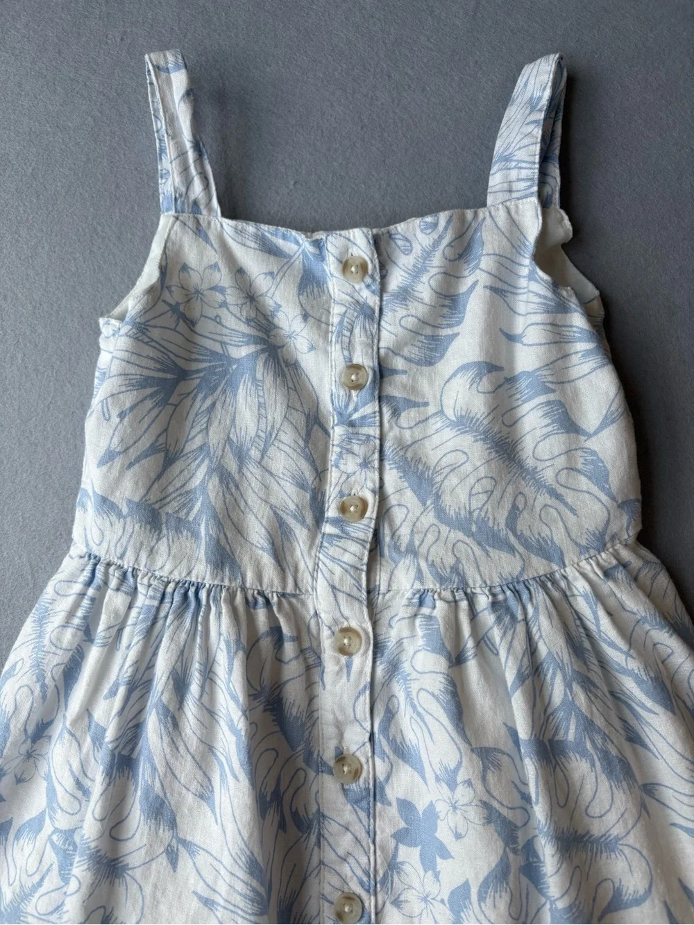 Gymboree Tropical Blue & White Floral Button-Front Sundress Sz 6 Vacation Resort